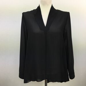 Lapis Women's Top Small Black Sheer Long Sleeve V-neck